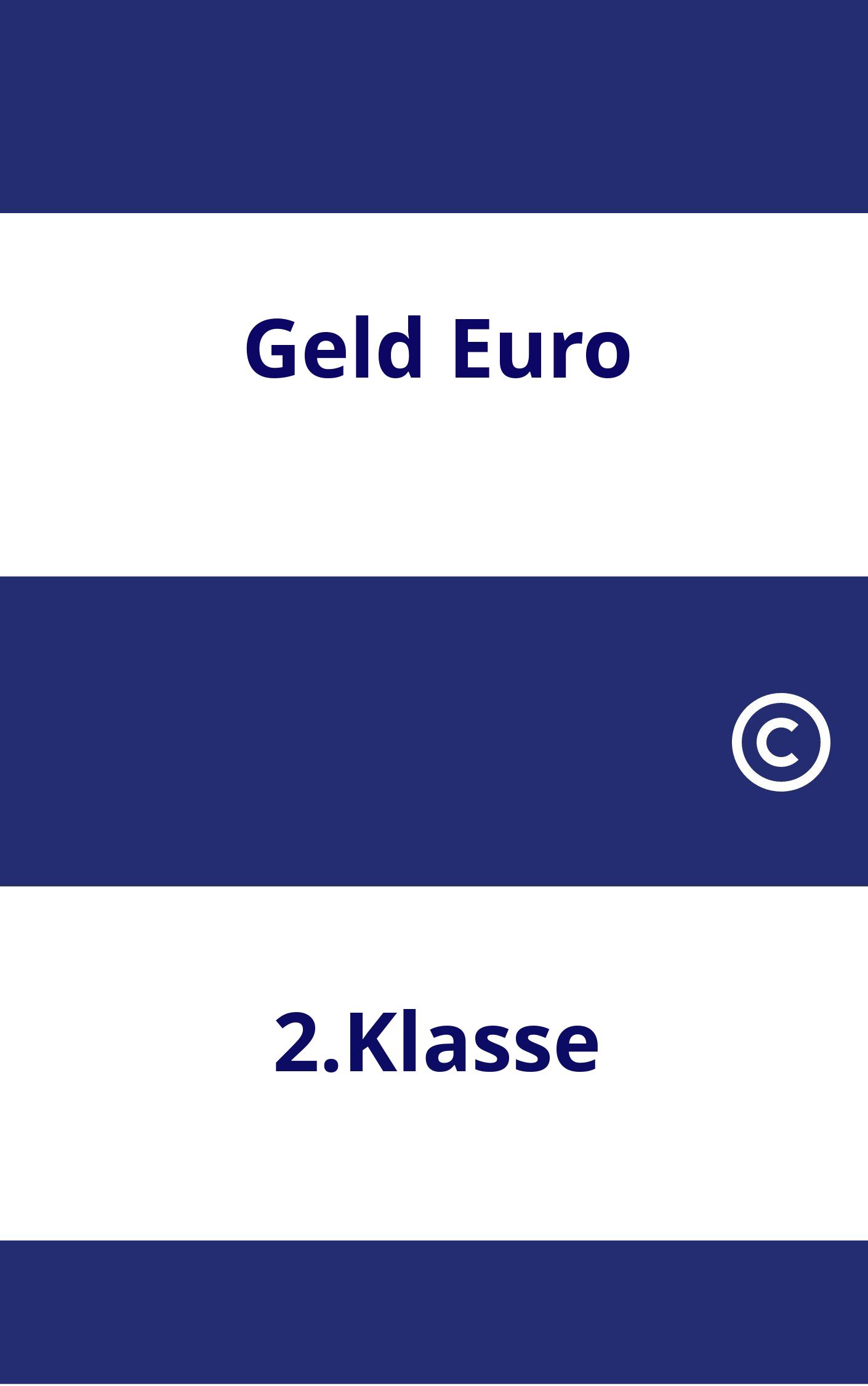 Geld Euro 2.Klasse Arbeitsblätter PDF